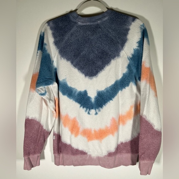 FEAT chevron fleece tie-dye sweatshirt crewneck sz M comfy streetwear - Picture 2 of 6